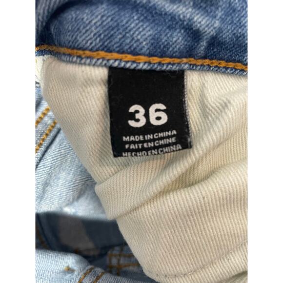 Embellish Jeans 36x32 High Rise Skinny Distressed Embroidered Patches Festival - Picture 3 of 9